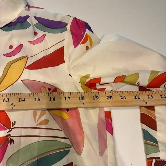 Zara Cream Printed Poplin Shirt and Wide Leg Pants Set Small - Picture 10 of 12